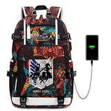 Attacks on Titans Backpack,USB Charging Port Laptop Backpack,Casual Travel Backpack Multipurpose Computer Bag Large black College Bookbag