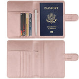 GDTK Leather Passport Holder Cover Case RFID Blocking Travel Wallet (Rose Gold)