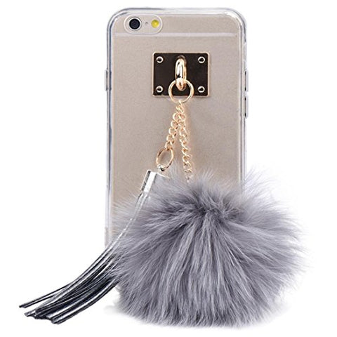 For iPhone 6S,AutumnFall Soft Transparent TPU Protect Phone With Fur Ball for iPhone 6/6S 4.7 Inch