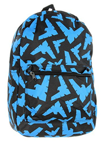 Nightwing Backpack Dc Comics Character All Over Logo Print