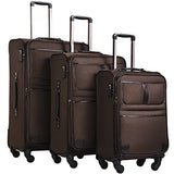 Coolife Luggage 3 Piece Set Suitcase with TSA lock pinner softshell 20in24in28in (brown)