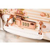 13 Inch Pu Leather Small Suitcase Floral Decorative Box With Straps For Women