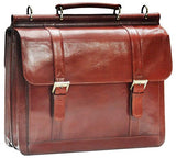 Mancini SIGNATURE Luxurious Italian Leather 15.6" Laptop Briefcase in Brown