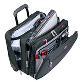 Mancini CompuTraveller-Wheeled Laptop Briefcase w/Clothing Compartment in Black