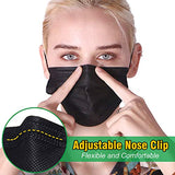 WAPIKE Black Face Masks, 100 Pcs Black Disposable Face Masks 3 Ply Filter Protection