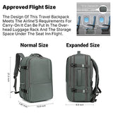 Molnia Travel Backpack for Men, 47L Carry On Backpack, 17.3inch Laptop Backpack Flight Approved, with 3 Packing Cubes & 1 Shoe Bag, Expandable Business Suitcase, Weekender Duffel Bag, Grey-green