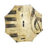 Reverse Umbrella Vintage Design Piano Key And Treble Clef Windproof for Car