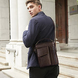 BAIGIO Men's Cowhide Genuine Leather Shoulder Bag Vintage Crossbody Messenger Bags Satchel for