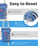 Fosmon TSA Approved Luggage Locks, (4 Pack) Open Alert Indicator 3 Digit Combination Padlock Codes with Alloy Body and Release Button for Travel Bag, Suit Case & Luggage - Blue, Pink, Silver, Black