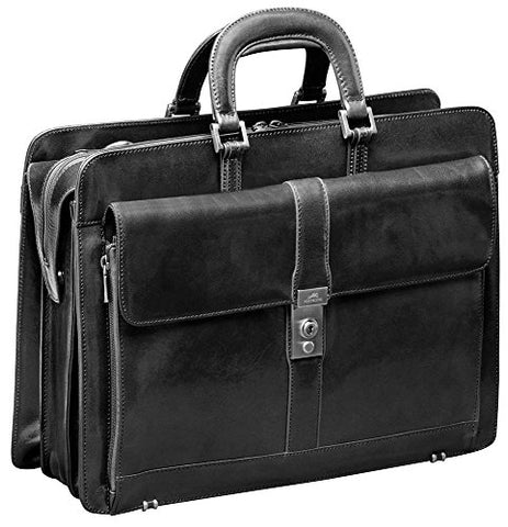 Mancini SIGNATURE Luxurious Italian Leather 17.3" Laptop Briefcase in Black