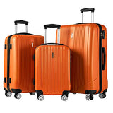 Luggage Set 3 Piece Set Suitcase set with TSA Lock Spinner Hard shell Lightweight (Orange)
