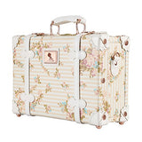 Unitravel Vintage Suitcase Pu Leather Small Floral Box With Straps Carry On 12"