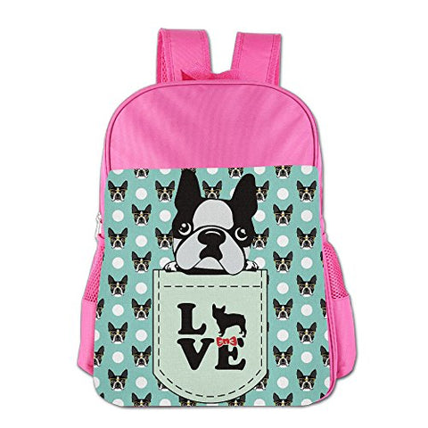 Gibberkids Children Boston Terrier Dog Cartoon School Lunch Bag Bookbag Boys/Girls For 4-15 Years
