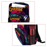 LORVIES American Muscle Car in Retro Neon Style Painting School Bag for Student Bookbag Women Travel Backpack Casual Daypack Travel Hiking Camping