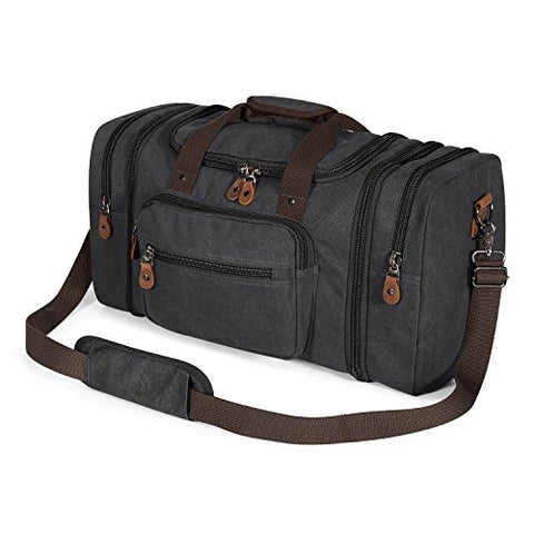 Plambag Canvas Duffle Bag for Travel, 50L Duffel Overnight Weekend Bag(Dark Gray)