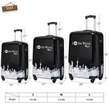 Flieks Graphic Print Luggage Set 3 Piece ABS + PC Spinner Travel Suitcase (Around the World)