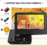 DR. J 11.5" Portable DVD Player with HD 9.5" Swivel Screen, Rechargeable Battery with Wall Charger, Car Charger and AV Cable, Sync TV Projector Function, Support USB Flash Drive SD Card, Region Free