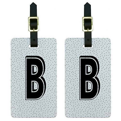Graphics & More Letter B Initial Sprinkles Black Luggage Tags Suitcase Id, White