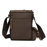 AUGUR Men's Messenger Bags Canvas Bags Crossbody Bags Genuine Leather Single Shoulder Bags (Army