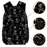 LORVIES Skull And Bones Lightweight School Classic Backpack Travel Rucksack for Girls Women Kids Teens