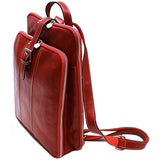 Venezia Leather Knapsack Backpack Satchel in Red
