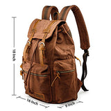 GEARONIC TM 21L Vintage Canvas Backpack for Men Leather Rucksack Knapsack 15 inch Laptop Tote