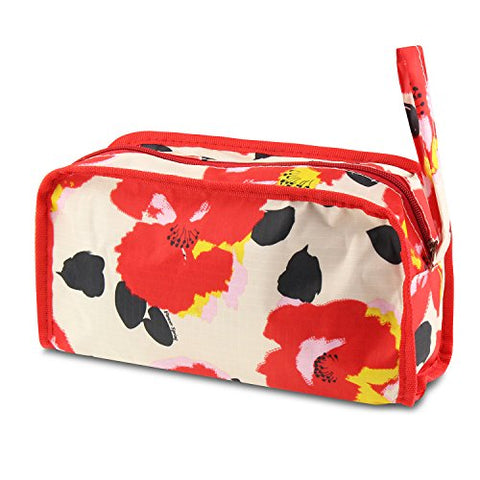 Zodaca Travel Toiletries Bag, Red Garde Poppy Print