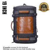 WITZMAN Men Vintage Canvas Rucksack Travel Duffel Backpack Retro Hiking Bag 2033 (19 inch Black)