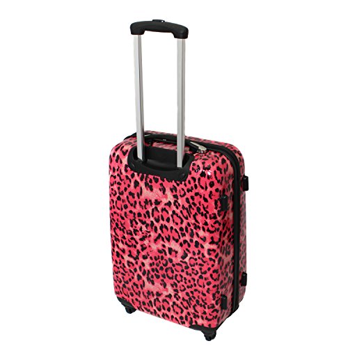 Pink, Archer 3 Piece 4 Wheel Spinner Luggage Suitcase Set w/ Built in USB Port in Carry on Pink