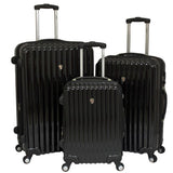 AMKA Expandable 3-Piece Hardside Spinner Luggage Set with TSA Lock-Black