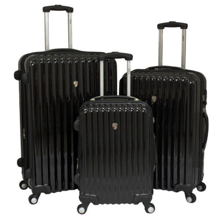 AMKA Expandable 3-Piece Hardside Spinner Luggage Set with TSA Lock-Black