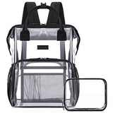 Gonex Heavy Duty Clear Backpack with Cosmetic Bag, Transparent Backpack Fits 15.6 inch Laptop for School, Work, Travel Black