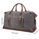 Prasacco Duffel Bag 45L Canvas Weekend Bag Unisex Gym Bag Carry On Travel Tote For Men Women - Gray