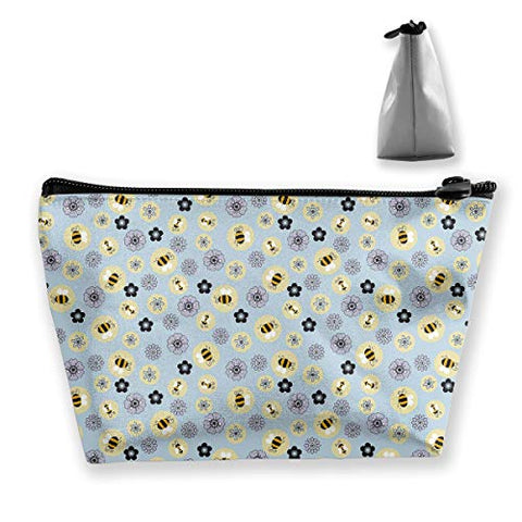Makeup Bag Cosmetic Honeybee Flower Portable Cosmetic Bag Mobile Trapezoidal Storage Bag Travel
