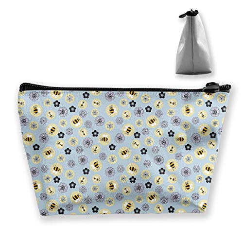 Makeup Bag Cosmetic Honeybee Flower Portable Cosmetic Bag Mobile Trapezoidal Storage Bag Travel