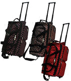 E-Z Roll 22" Fashionable Polka Dots Rolling Duffel Bag with 3 Colors (Brown/Aqua Dots)