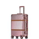 Aluminum Frame Luggage Hardside Fashion Suitcase with Detachable Spinner Wheels 24 Inch Rose Gold