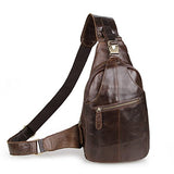 Sealinf Men'S Leather Outdoor Chest Cross Body Bag Fanny Backpack (Deep Brown)