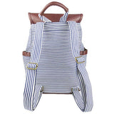Imiflow Backpack for School Girls College Schoolbags Casual Laptop Purses Book Bags (Stripe Canvas)