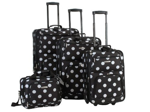 Rockland Luggage Dots 4 Piece Luggage Set, Black Dots, One Size
