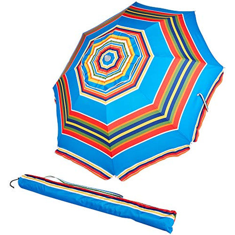 AmazonBasics Beach Umbrella - Blue/Red Striped
