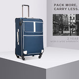 Coolife Luggage Expandable Suitcase Spinner Softshell TSA Lock (M(24in), Navy)