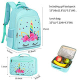 CAMTOP Backpack for Kids Girls School Backpack with Lunch Box Preschool Kindergarten BookBag Set (Mint Green-Unicorn)