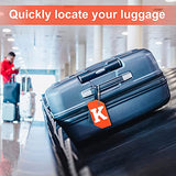 4 Pieces Initial Silicone Luggage Tags for Travel Baggage ID Labels Bag Suitcase Tag with Privacy Name Card and Stainless Steel Loop (Letter K)