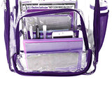 Heavy Duty Clear Backpack Quality See Through Student Bookbag Durable PVC Travel Transparent Workbag Stadium Security Bag | Purple