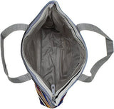 Zuzify Over The Shoulder Cotton Canvas Zipper Tote Bag. Zuz0015 Os Bright Stripes