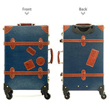 Unitravel Vintage Carry On Suitcase Spinner Duffle Pu Trunk Tsa Luggage With Strap