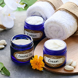 Pack of 24-2 Oz Small Glass Jars with Air-tight Lids - Empty Little Glass Refillable Cosmetic Containers with Labels - Cobalt Blue - BPA Free (24 Pack)