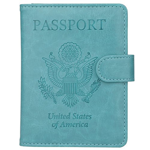 Gdtk Leather Passport Holder Cover Case Rfid Blocking Travel Wallet (Sky Blue #2)