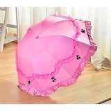 Honeystore Princess Lace Ultraviolet-Proof Triple Folding Umbrella Dome Parasol Fuchsia